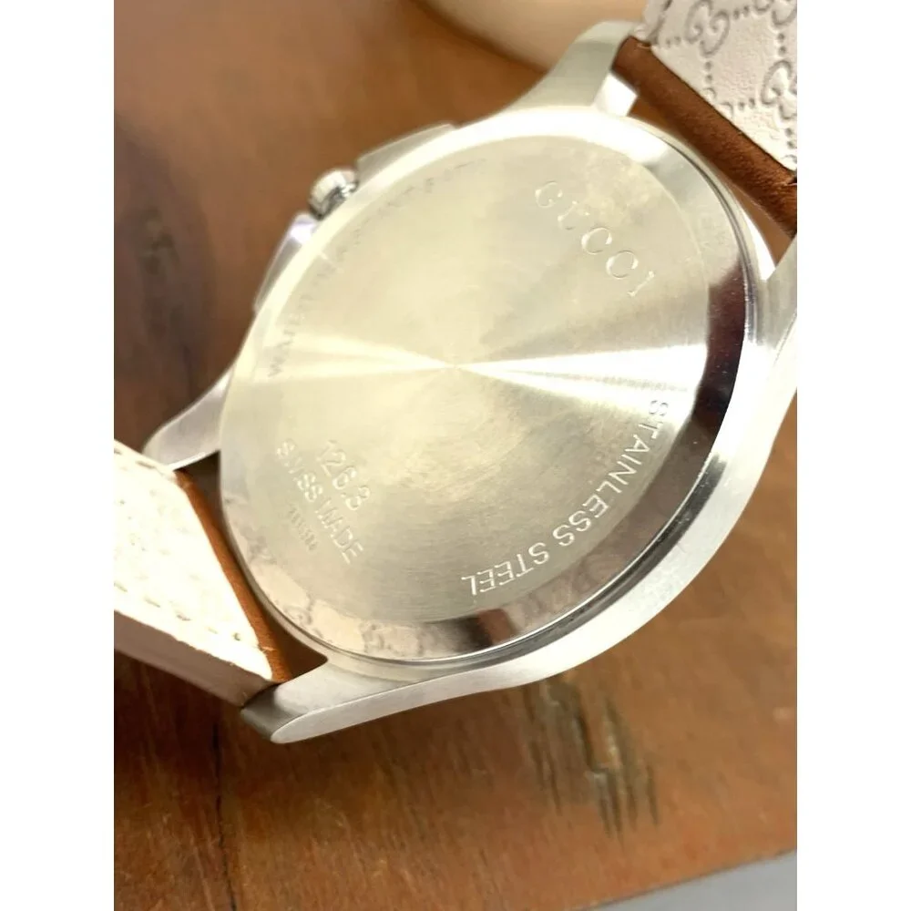Gucci Men's Watch YA126302 G-Timeless Swiss Quartz Gray Dial Brown Leather 40mm